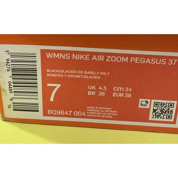 Nike Air Zoom Pegasus Black Glacier Ice BQ9647-004 Running Shoes Women's Size 7 - Picture 7 of 8